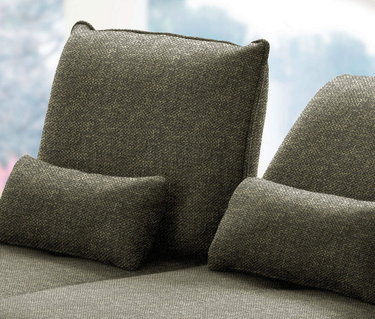 ECKSOFA in Flachgewebe Dunkelgrün  - Dunkelgrün/Schwarz, Design, Textil/Metall (191/301cm) - Moderano