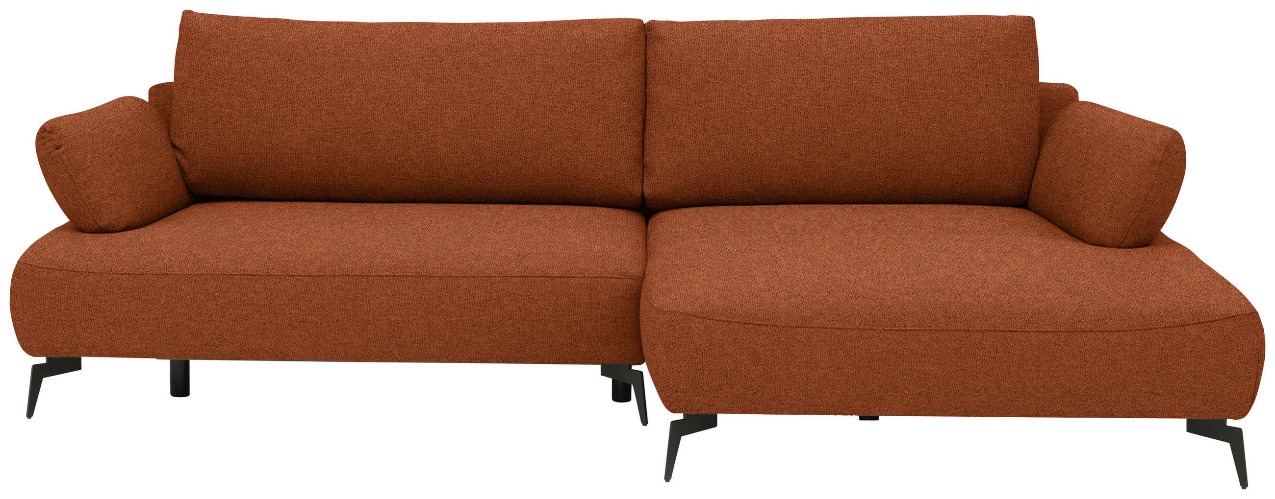 ECKSOFA  Struktur Rostfarben  - Rostfarben/Schwarz, Design, Textil/Metall (284/186cm) - Lomoco