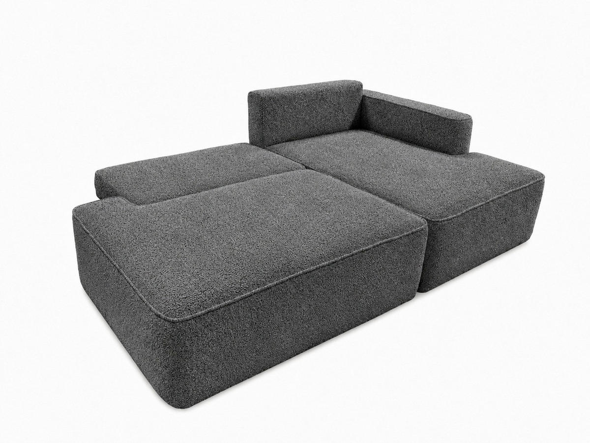 ECKSOFA FREDO Dunkelgrau Bouclé  - Dunkelgrau/Schwarz, Design, Kunststoff/Textil (233/150cm) - MID.YOU
