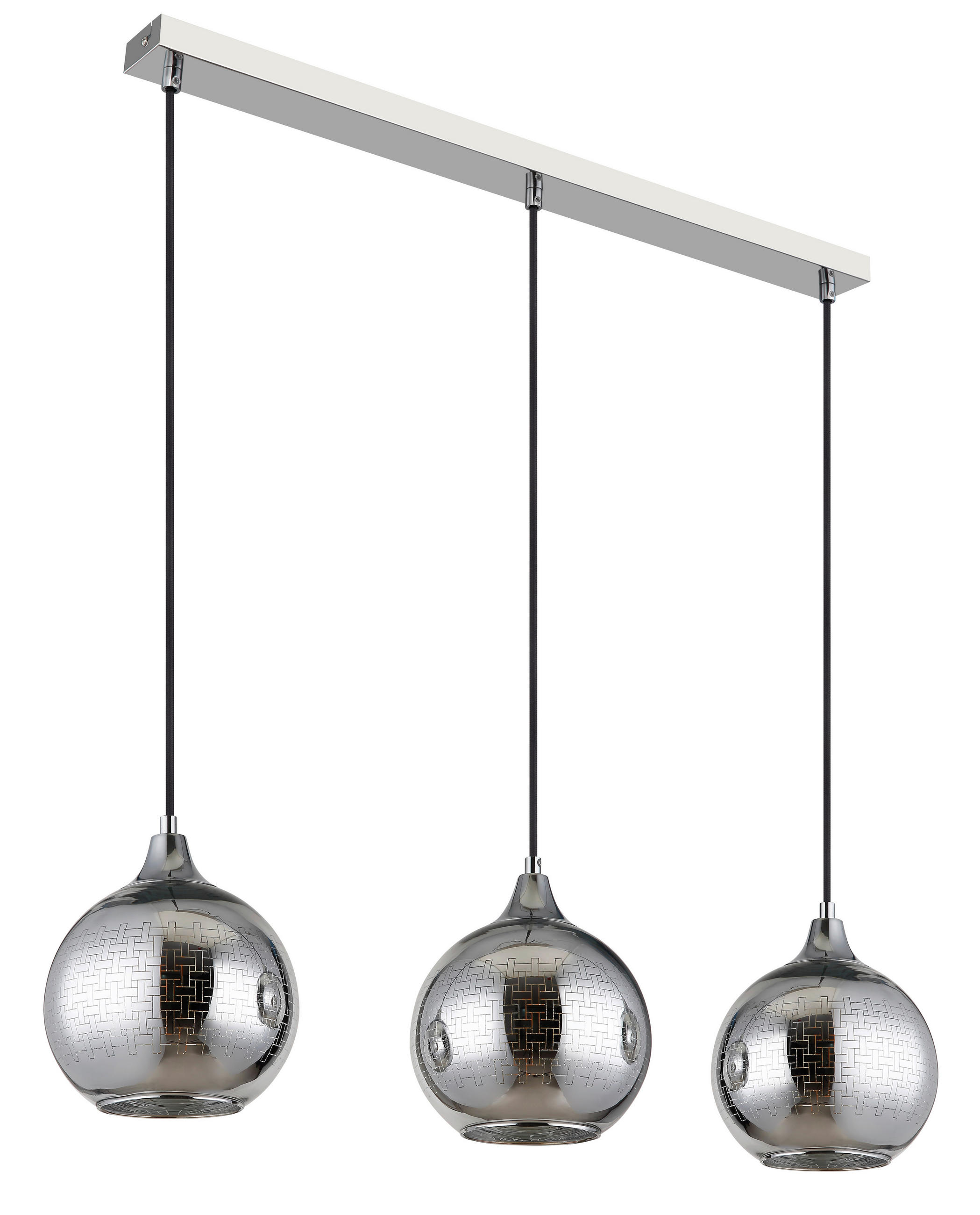 HÄNGELEUCHTE 86/20/129 cm  - Chromfarben/Silberfarben, Basics, Glas/Textil (86/20/129cm) - Globo