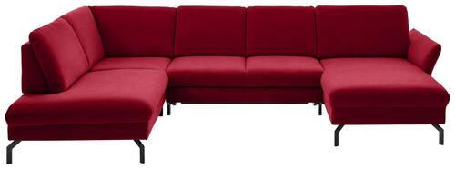 WOHNLANDSCHAFT in Velours Rot  - Rot/Schwarz, Design, Textil/Metall (220/335/179cm) - Beldomo System