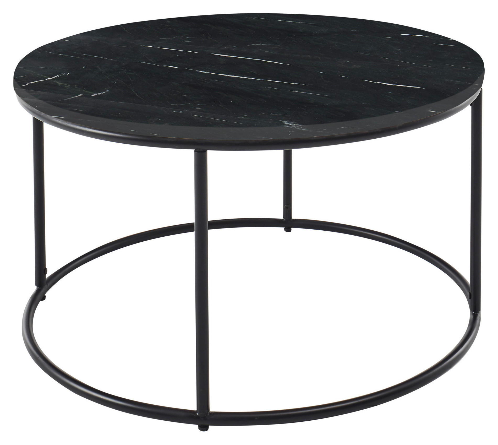 COUCHTISCH 80/80/46 cm rund Schwarz  - Schwarz, Design, Stein/Metall (80/80/46cm) - Carryhome