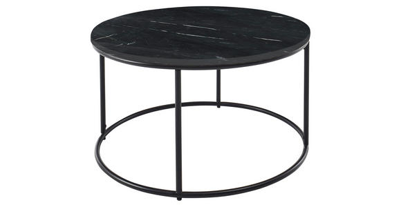 COUCHTISCH 80/80/46 cm rund Schwarz  - Schwarz, Design, Stein/Metall (80/80/46cm) - Carryhome