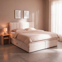 BOXSPRINGBETT 180/200 cm,  in Beige, gepolstertes Kopfteil, Bettkasten, Topper, Matratzen, H2 + H2 = mittel  - Beige/Schwarz, Basics, Kunststoff/Textil (180/200cm) - Boxxx