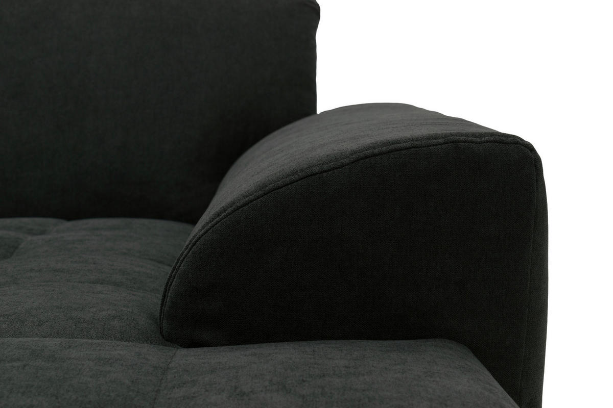 ECKSOFA MERIDIAN Schwarz Mikrofaser  - Chromfarben/Schwarz, KONVENTIONELL, Textil/Metall (278/171cm) - MID.YOU