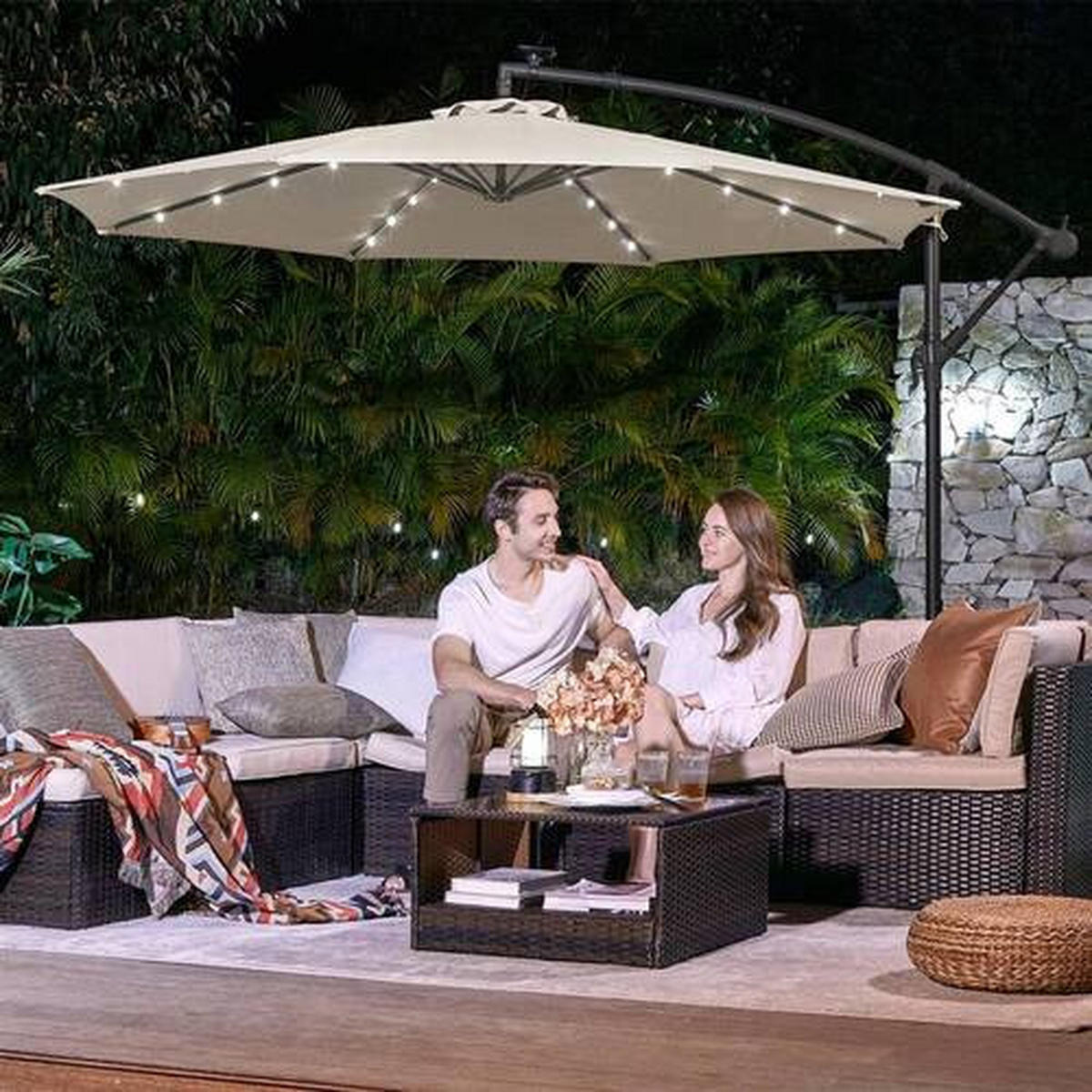 ZÁVESNÝ SLNEČNÍK 300/300 cm - čierna/béžová, Basics, kov/textil (300/300cm) - Modante