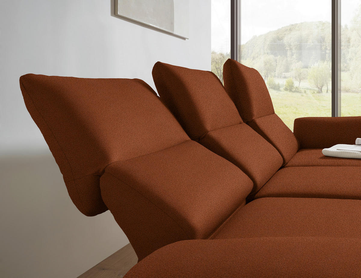 ECKSOFA  in Flachgewebe Kupferfarben  255-365/175-224 cm  - Schwarz/Kupferfarben, Design, Textil/Metall (255-365/175-224cm) - Dieter Knoll