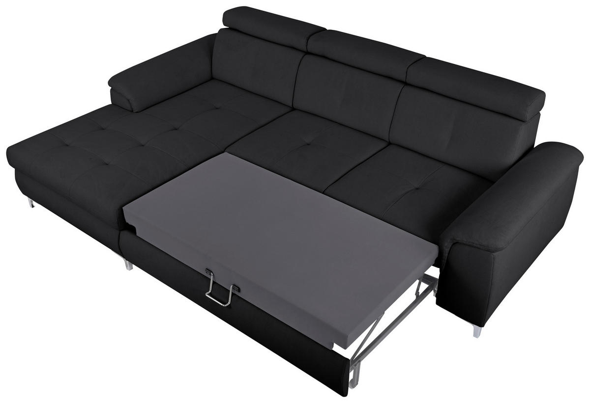 ECKSOFA in Flachgewebe Dunkelgrau  - Chromfarben/Dunkelgrau, Konventionell, Textil/Metall (175/268cm) - Carryhome
