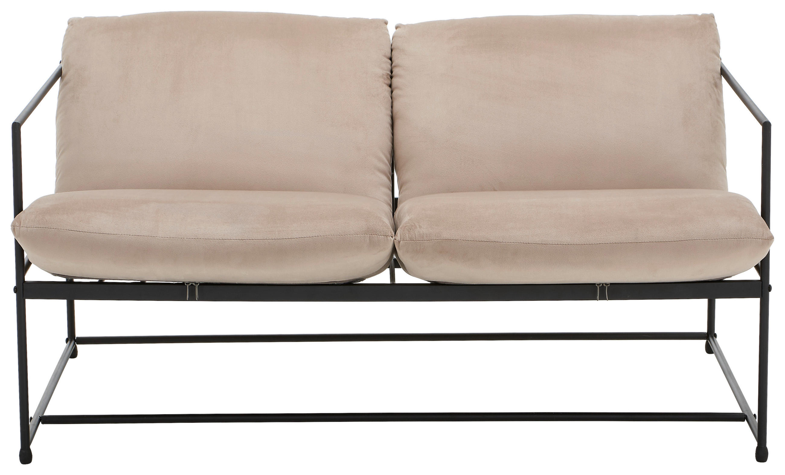 SOFA Samt Taupe  - Taupe/Schwarz, MODERN, Textil/Metall (129/75/87cm) - P & B