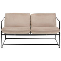 SOFA Samt Taupe  - Taupe/Schwarz, MODERN, Textil/Metall (129/75/87cm) - P & B