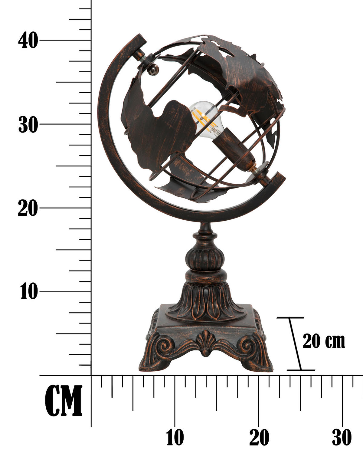 TISCHLEUCHTE 24/20/40 cm  - Schwarz, Trend, Metall (24/20/40cm) - Mauro Ferretti