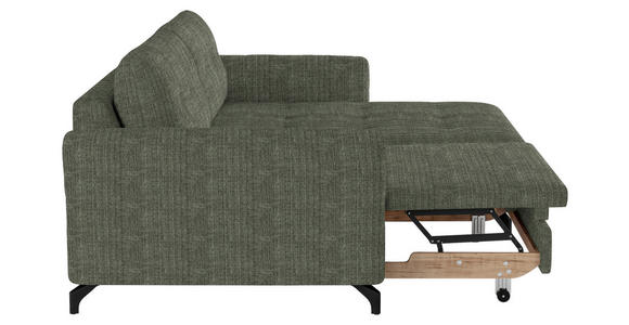 ECKSOFA in Flachgewebe, Leinenoptik Grün  - Schwarz/Grün, Design, Textil/Metall (242/170cm) - Xora