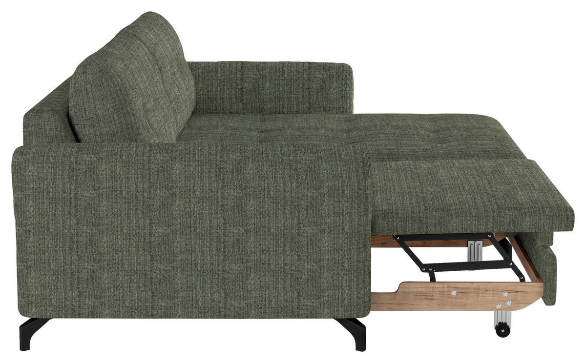 ECKSOFA in Flachgewebe, Leinenoptik Grün  - Schwarz/Grün, Design, Textil/Metall (242/170cm) - Xora
