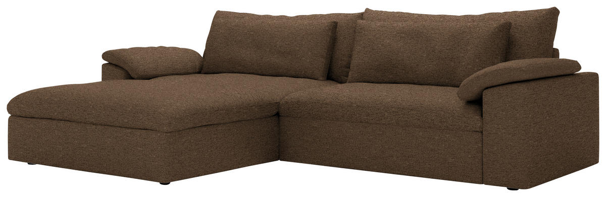 ECKSOFA Flachgewebe Dunkelbraun  - Dunkelbraun/Schwarz, Modern, Kunststoff/Textil (198/306cm) - Carryhome