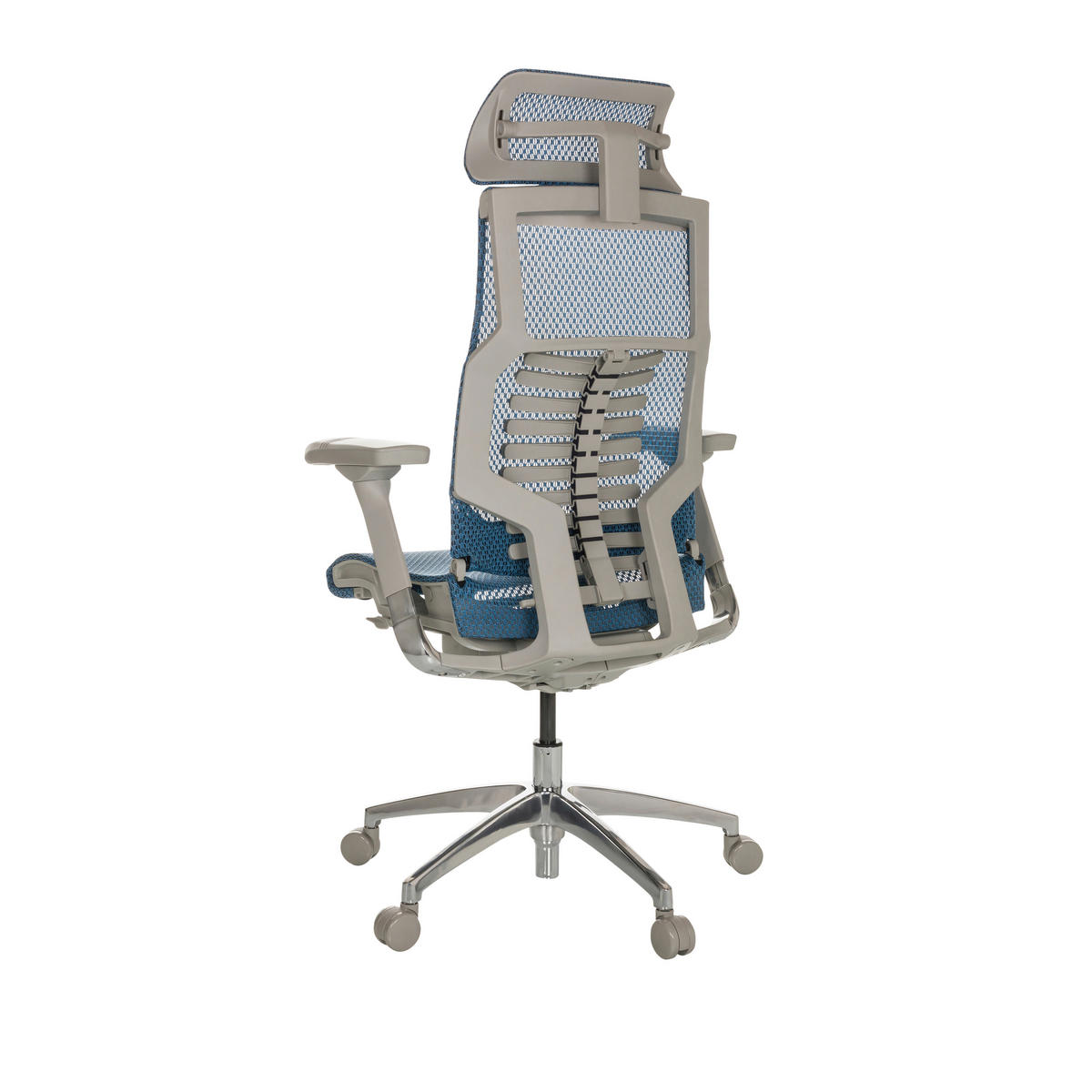 DREHSTUHL Netz Blau  - Blau/Alufarben, Basics, Kunststoff/Textil (67/119-135/60cm) - MID.YOU