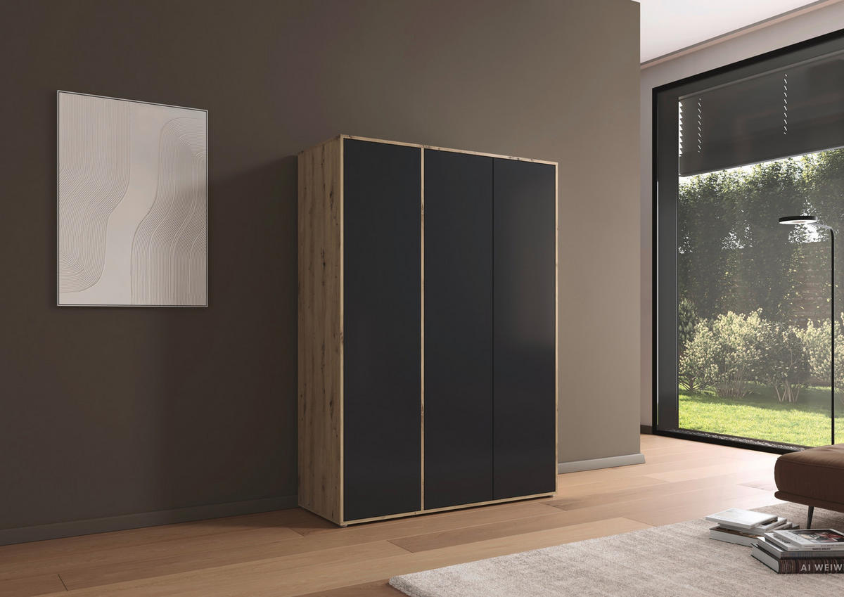 DREHTÜRENSCHRANK in Grau, Eiche Artisan  - Eiche Artisan/Grau, Modern, Holzwerkstoff (140/194/53cm) - Rauch Möbel