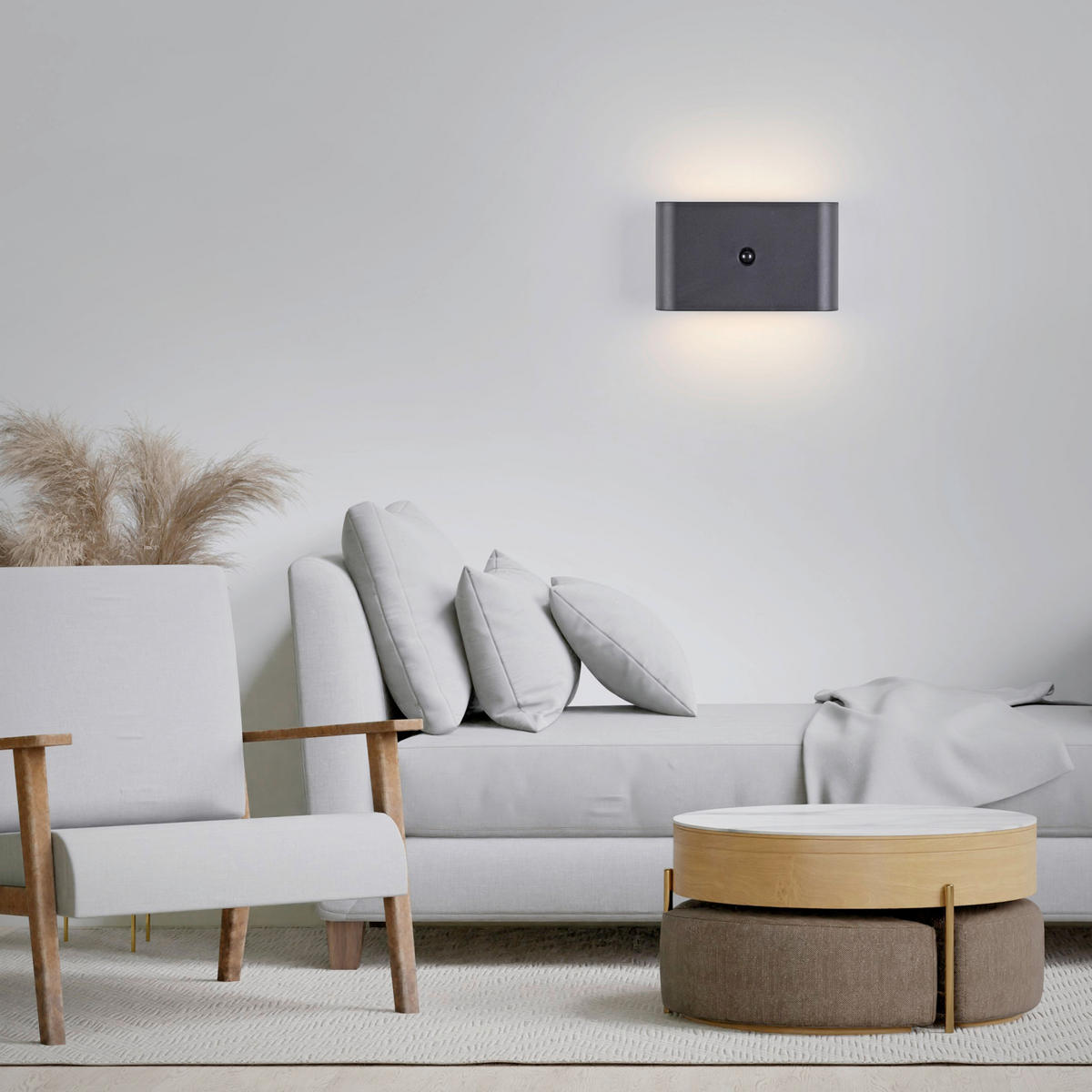 AKKU-WANDLEUCHTE 16/6,5/9,5 cm   - Schwarz, Design, Kunststoff/Metall (16/6,5/9,5cm)