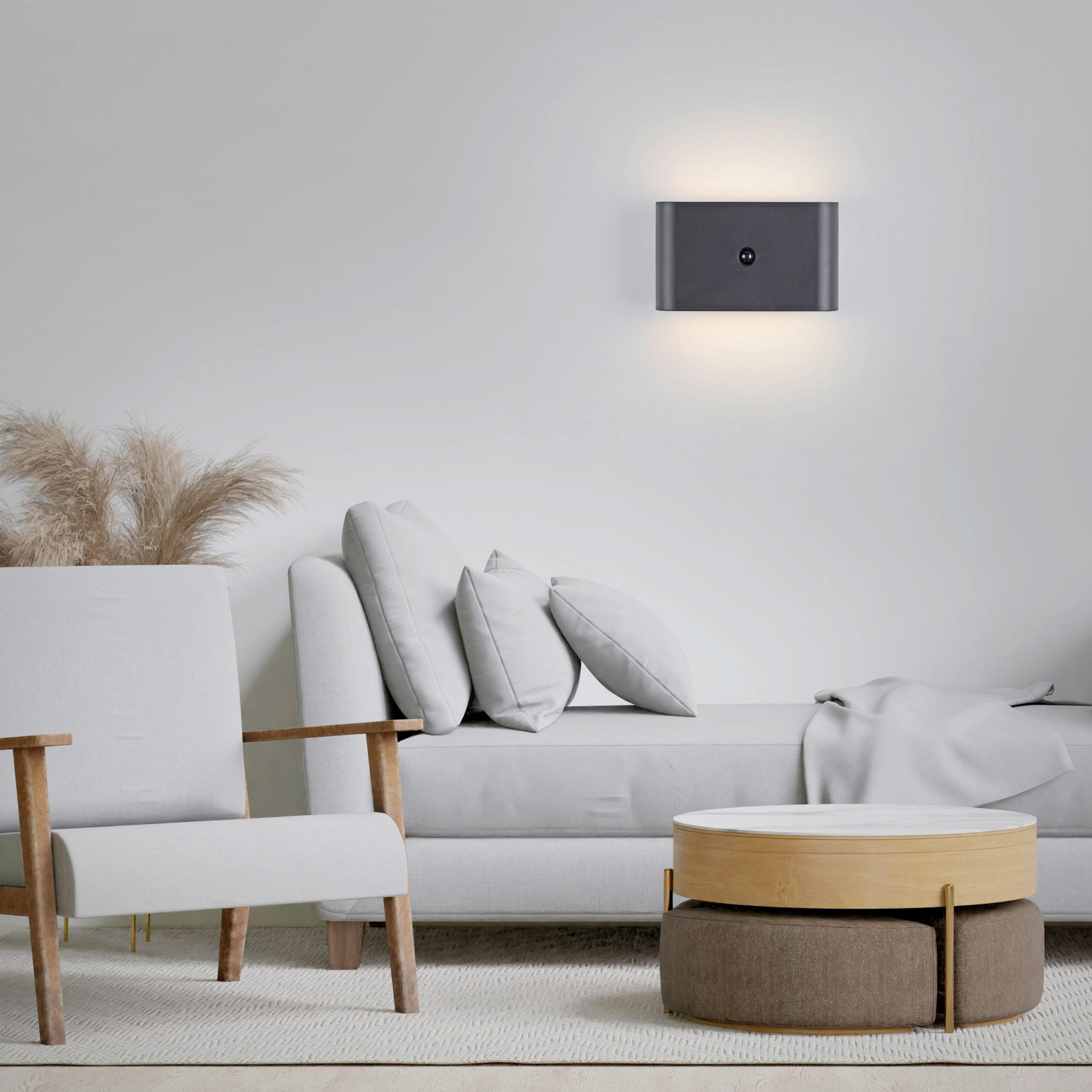 Thumbnail - Just Light Akku-Wandleuchte, Schwarz, Metall, Kunststoff, F, 6.5x9.5x16 cm, Bewegungsmelder, Dämmerungssensor, Lampen & ...