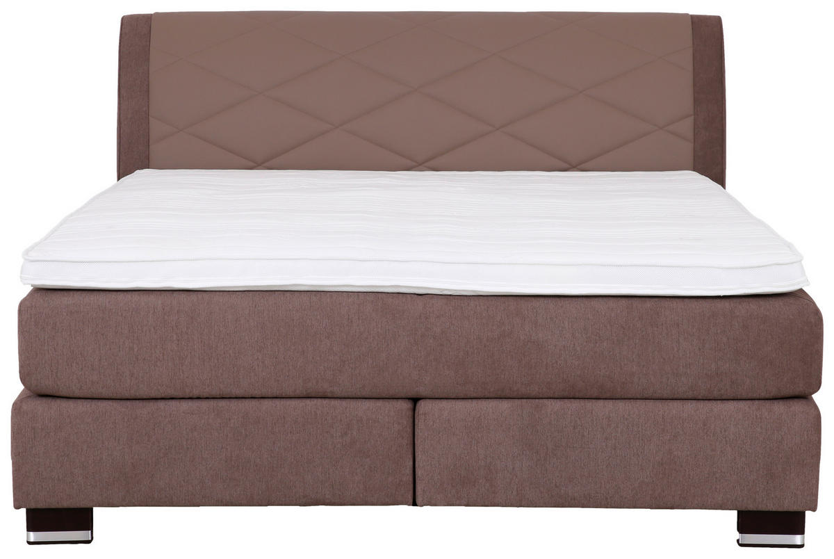 BOXSPRINGBETT 180/200 cm  in Graubraun  - Wengefarben/Graubraun, Design, Textil (180/200cm) - Beldomo - Sleep