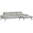 ECKSOFA Ottomane rechts, Eckteil  More_LZ Hellgrau Webstoff  - Hellgrau/Schwarz, Design, Textil/Metall (296/188cm) - Xora