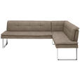 ECKBANK 253/174 cm  in Taupe, Chromfarben  - Taupe/Chromfarben, Design, Textil/Metall (253/174cm) - Novel