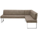 ECKBANK 253/174 cm  in Taupe, Chromfarben  - Taupe/Chromfarben, Design, Textil/Metall (253/174cm) - Novel