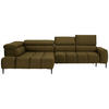 ECKSOFA Olivgrün Samt, Webstoff  - Schwarz/Olivgrün, Design, Textil/Metall (216/300cm) - Welnova