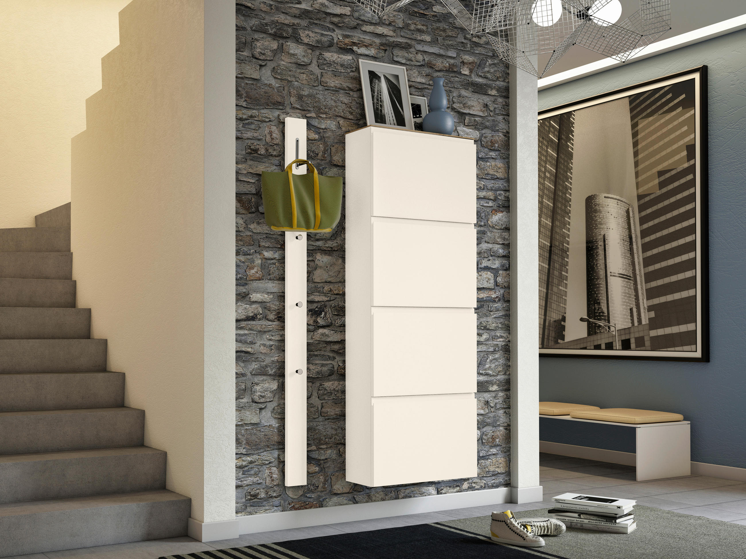SCHUHKIPPER Gardasee  in 60/162/22 cm  - Sandfarben/Eichefarben, Design, Holzwerkstoff (60/162/22cm) - Moderano