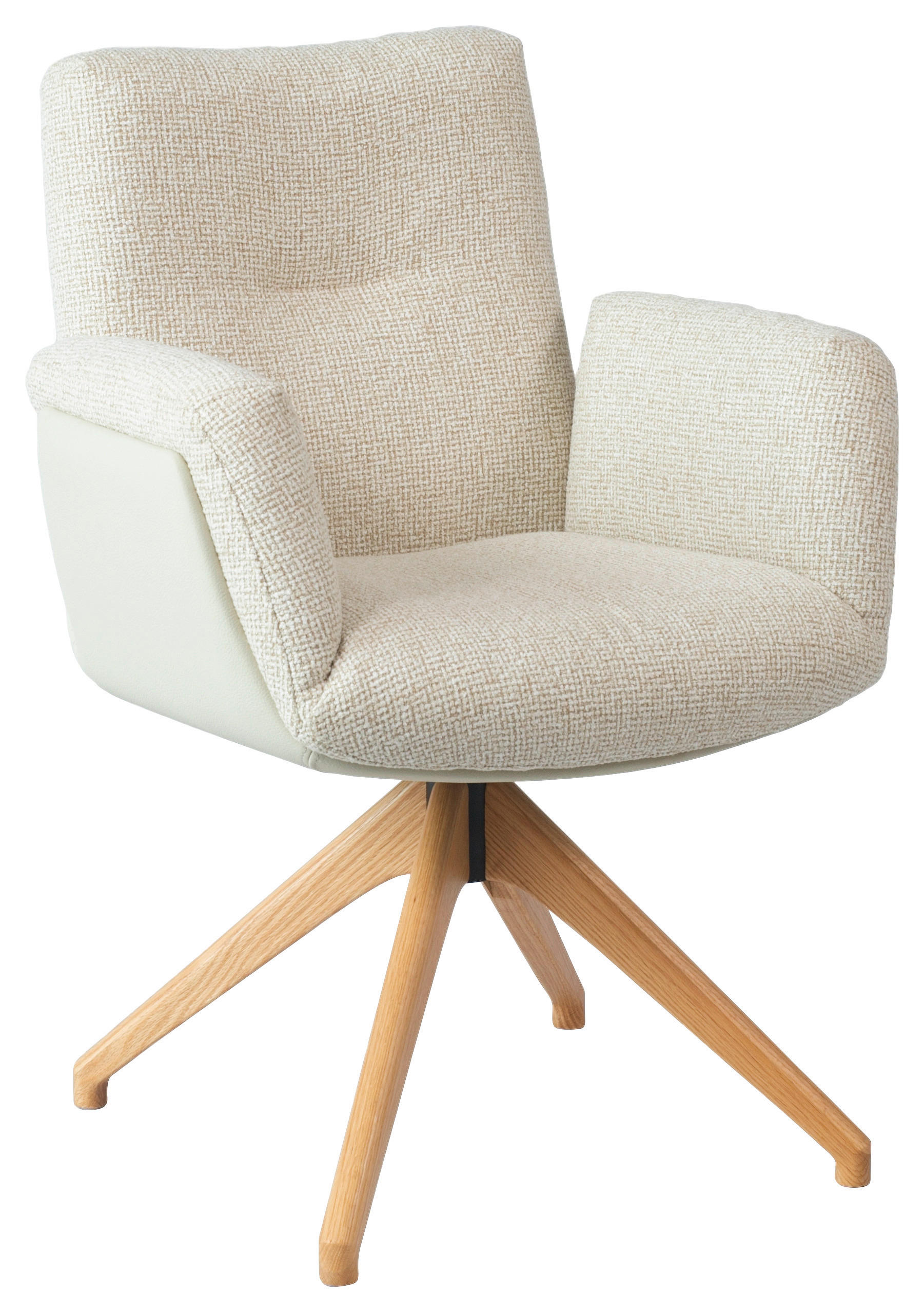 ARMLEHNSTUHL  Sitzfläche 360° drehbar, automatische Rückholfunktion Webstoff  Eichefarben, Beige  - Eichefarben/Beige, Design, Holz/Textil (62/89/66,5cm) - Johann Jakob