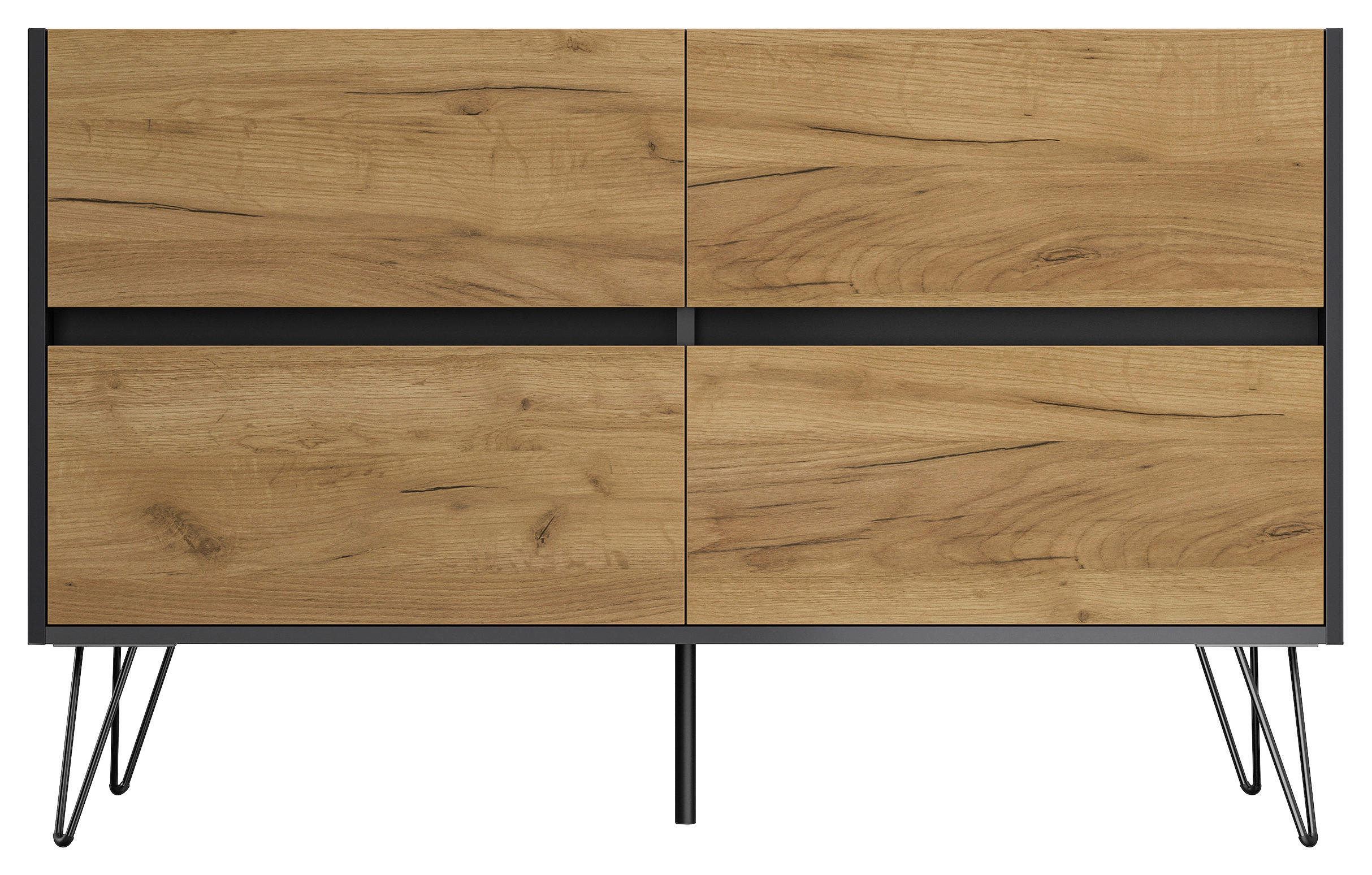 SIDEBOARD Posseik Industrial 119/75/42 cm 4 Schublade(n)  - Eichefarben/Graphitfarben, Design, Holzwerkstoff/Metall (119/75/42cm) - MID.YOU