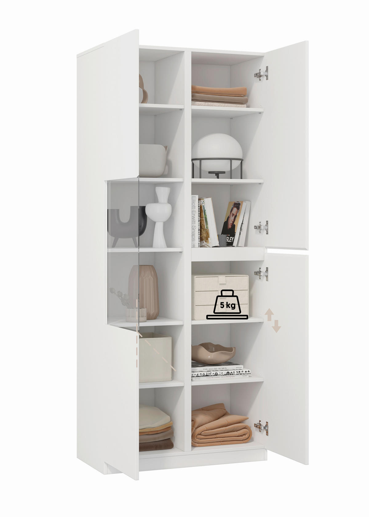 VITRINE  in Weiß  - Weiß, Design, Glas/Holzwerkstoff (79,4/187,5/40cm) - MID.YOU