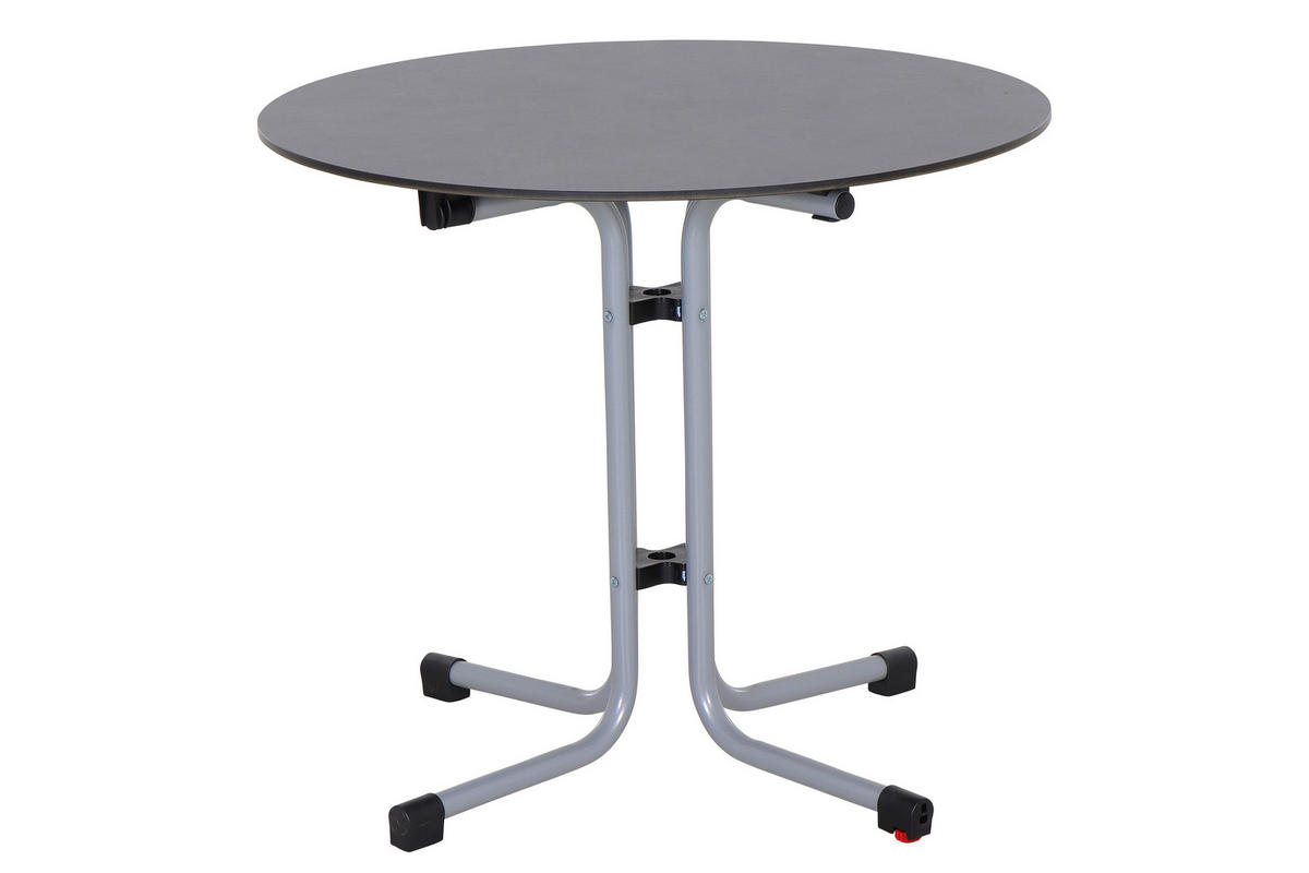 GARTENKLAPPTISCH Holz, Metall, Kunststoff rund  - Anthrazit/Silberfarben, KONVENTIONELL, Holz/Kunststoff (80/71cm) - Siena Garden