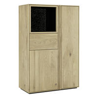 HIGHBOARD Eichefarben  83,4/128/41 cm  - Eichefarben, Natur, Glas/Leder (83,4/128/41cm) - Cassando