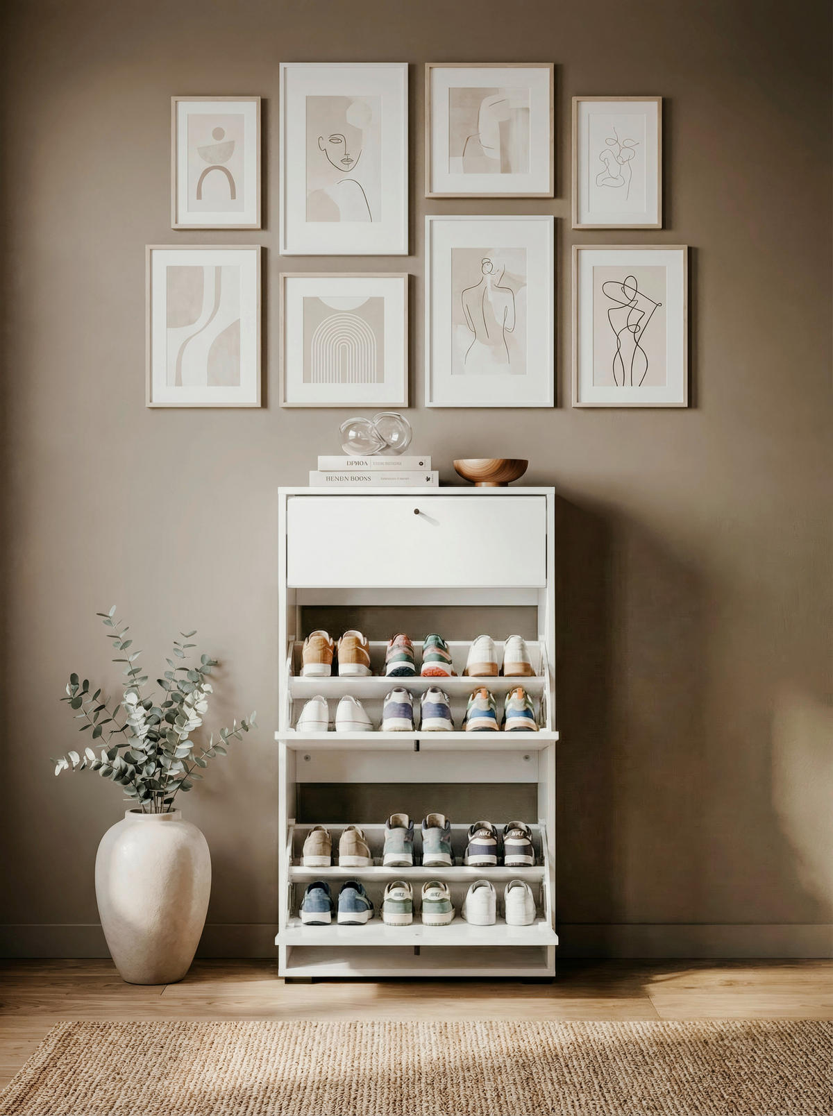 SCHUHKIPPER  in 58/111/25 cm  - Schwarz/Weiß, Design, Holzwerkstoff/Kunststoff (58/111/25cm) - MID.YOU