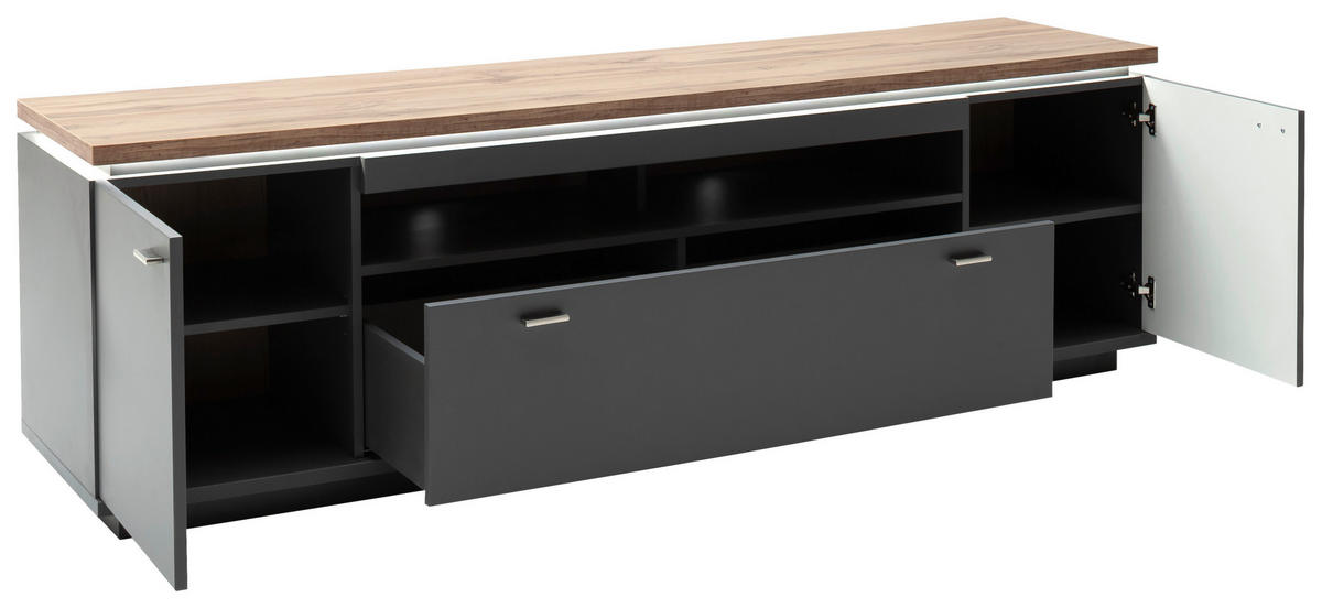TV-ELEM 210/65/50 cm  - Wotan tölgy/szürke, Design, faalapú anyag/fém (210/65/50cm) - Stylife