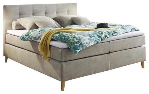 BOXSPRINGBETT 180/200 cm in Sandfarben - Sandfarben/Kieferfarben, Konventionell, Holz/Holzwerkstoff (180/200cm) - MID.YOU