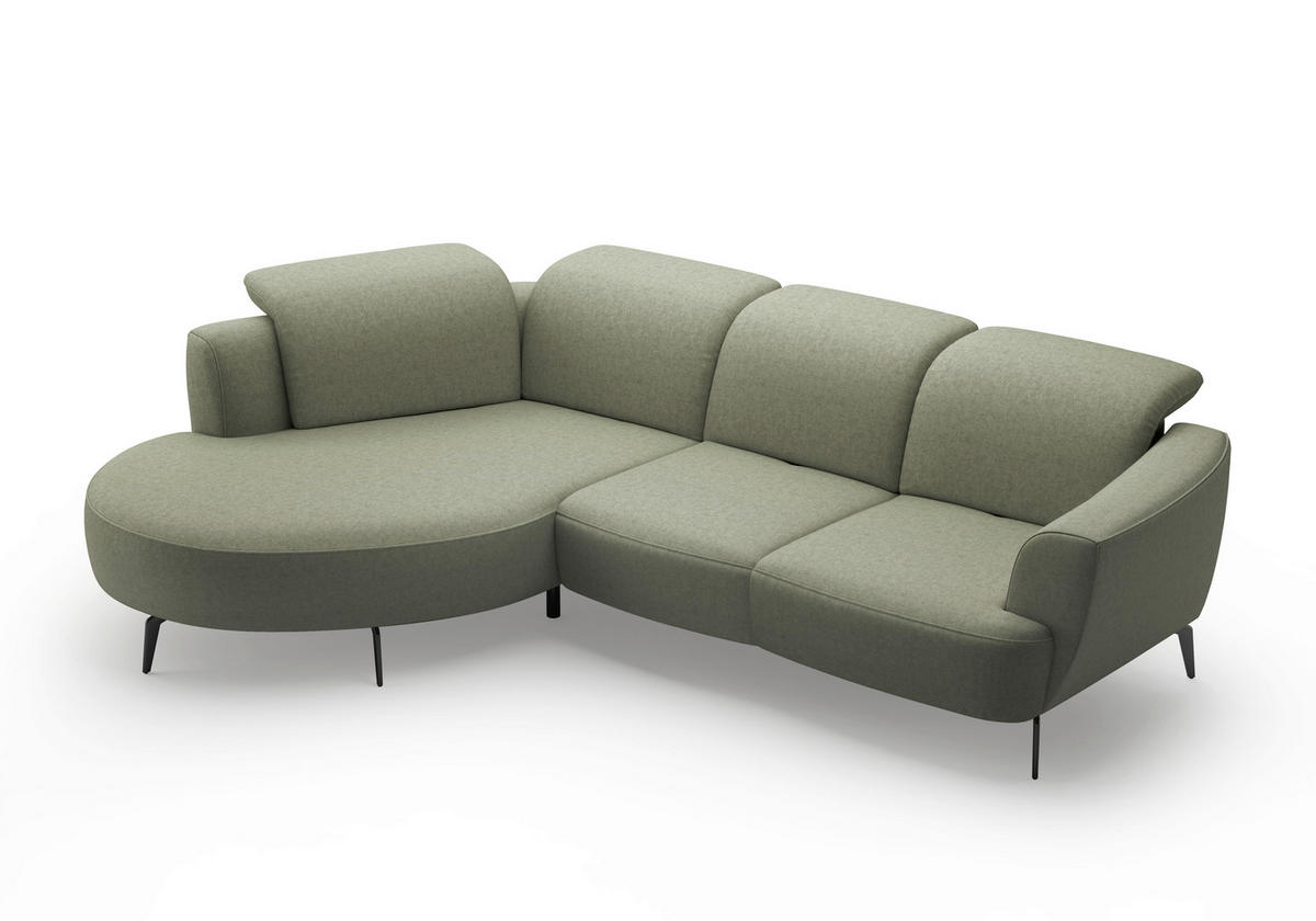 ECKSOFA in Flachgewebe Olivgrün  199/309 cm  - Schwarz/Olivgrün, KONVENTIONELL, Textil/Metall (199/309cm) - Sit & More