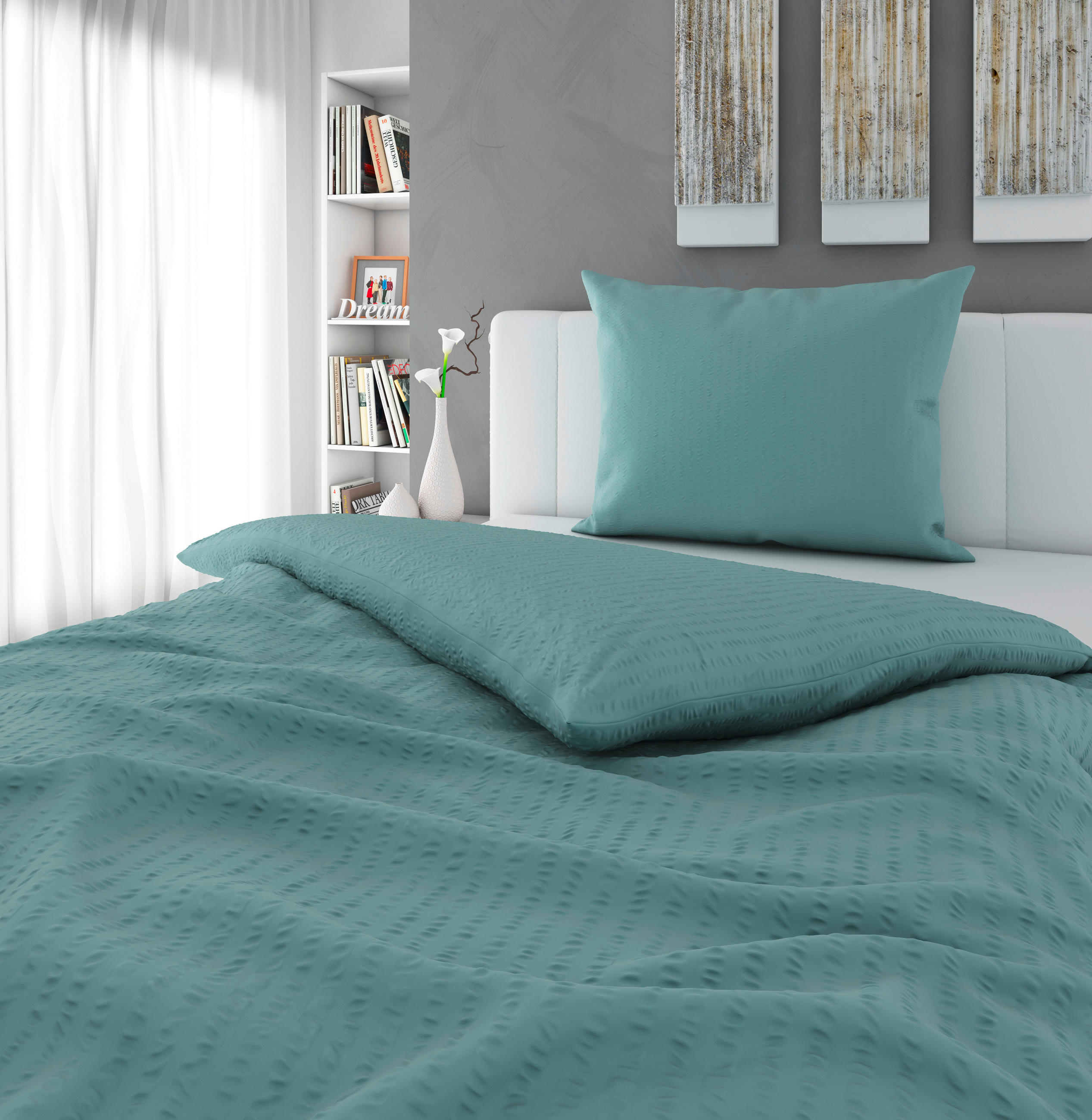 POSTEĽNÁ BIELIZEŇ, seersucker, modrá, 140/220 cm - modrá, Basics, textil (140/220cm) - Esposa