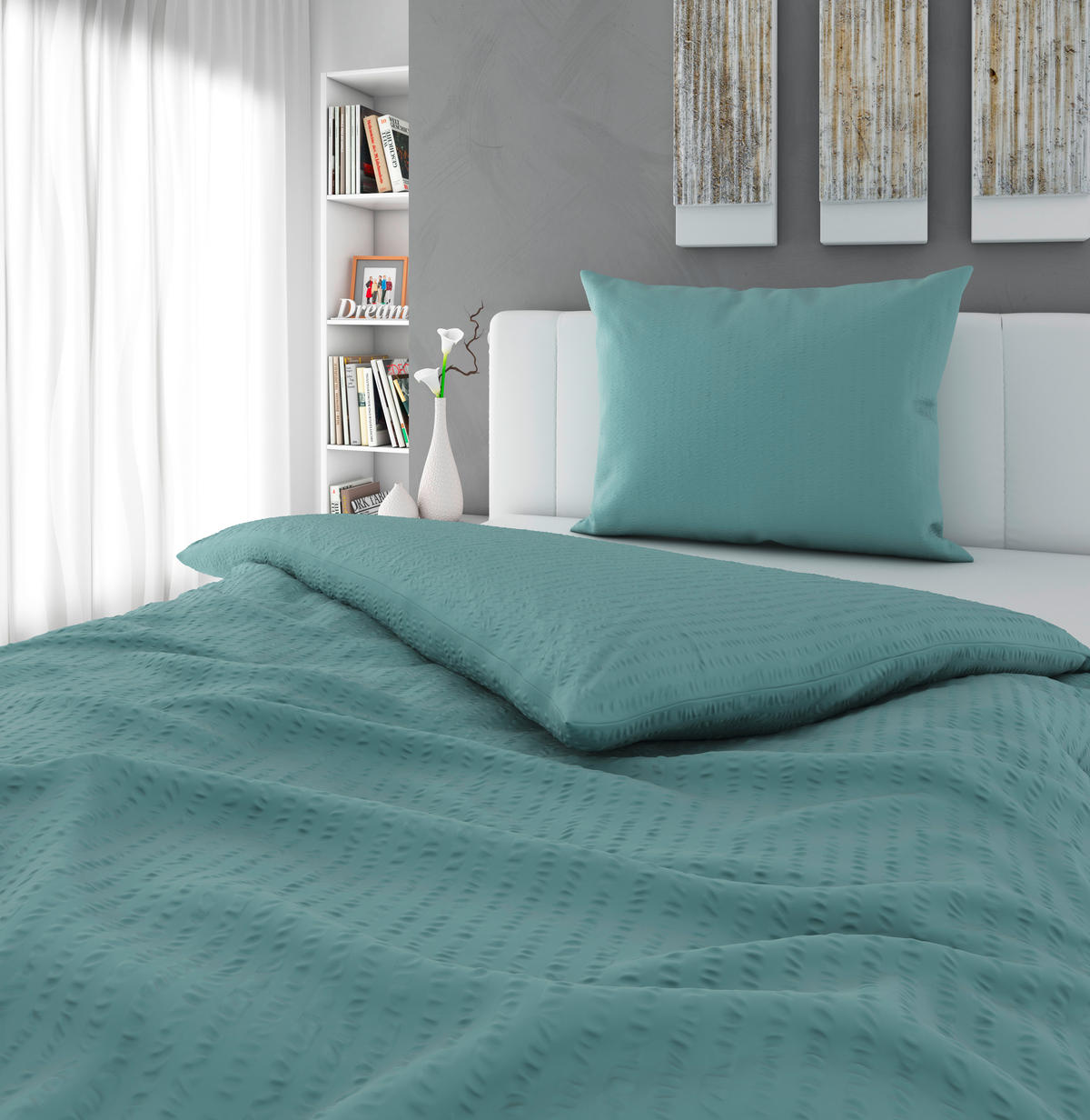 KREPOVÉ OBLIEČKY, seersucker, modrá, 140/220 cm - modrá, Basics, textil (140/220cm) - Esposa