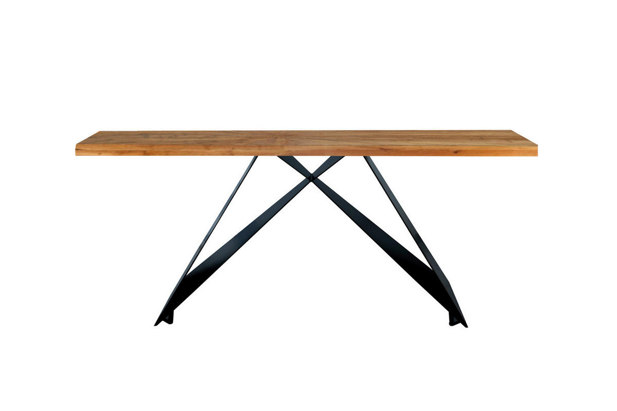 ESSTISCH 200/100/76,4 cm Echtholz  Holz, Metall rechteckig Naturfarben, Schwarz  - Schwarz/Naturfarben, MODERN, Holz/Metall (200/100/76,4cm) - MID.YOU