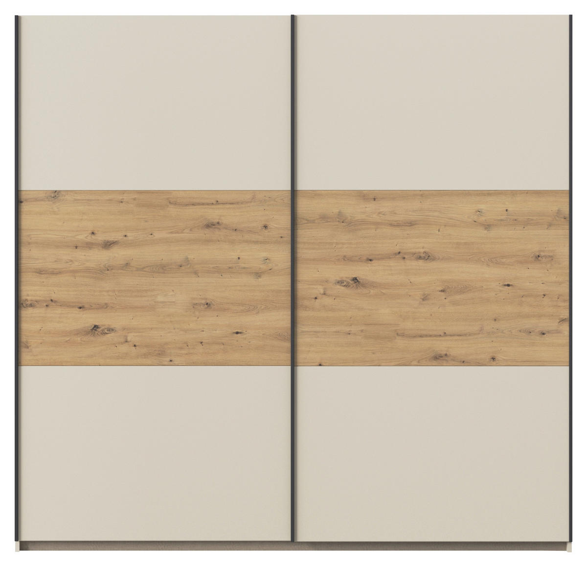 SCHWEBETÜRENSCHRANK in Champagner, Eiche Artisan  - Champagner/Eiche Artisan, Modern, Holzwerkstoff/Metall (218/210/59cm) - Rauch Möbel