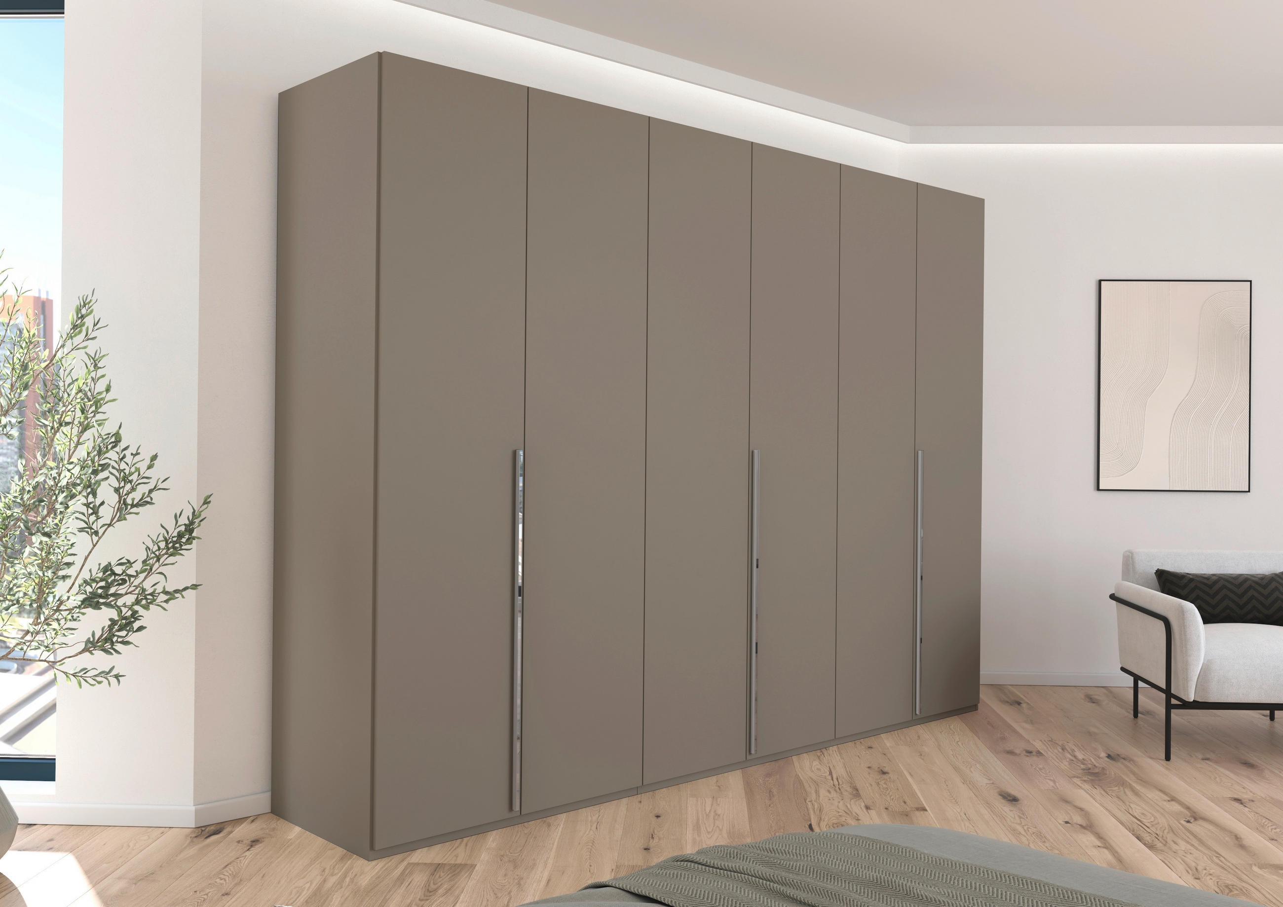 DREHTÜRENSCHRANK 301/223/60 cm 6-türig Fango  - Chromfarben/Fango, Design, Holzwerkstoff/Metall (301/223/60cm) - home24
