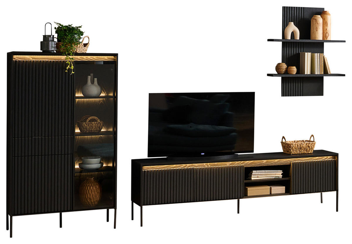 SIDEBOARD svart  166/82/40 cm  - svart, Trend, metall/trämaterial (166/82/40cm) - Carryhome