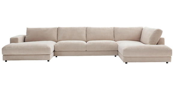 WOHNLANDSCHAFT in Cord Creme - Creme/Schwarz, Design, Kunststoff/Textil (190/425/224cm) - Hom`in