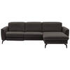 ECKSOFA in Echtleder Dunkelgrau  - Dunkelgrau/Schwarz, Natur, Leder/Metall (281/168cm) - Valdera