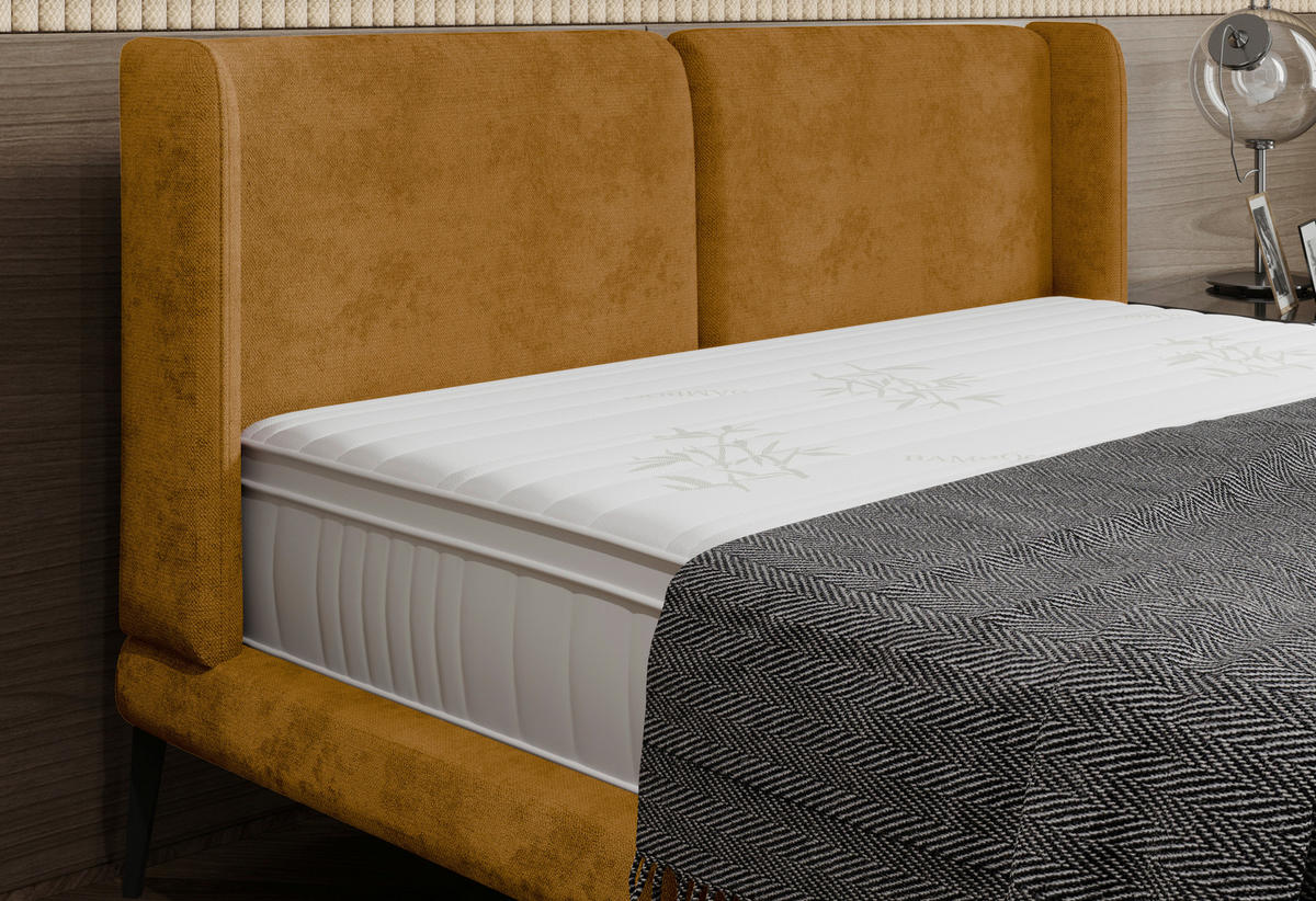POLSTERBETT 180/200 cm  in Currygelb  - Currygelb/Schwarz, Modern, Textil/Metall (180/200cm) - Livetastic