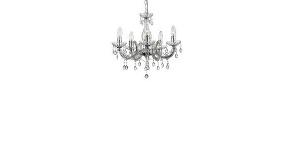 HÄNGELEUCHTE LEXI - Chromfarben/Klar, KONVENTIONELL, Kunststoff/Metall (128cm) - Ombra