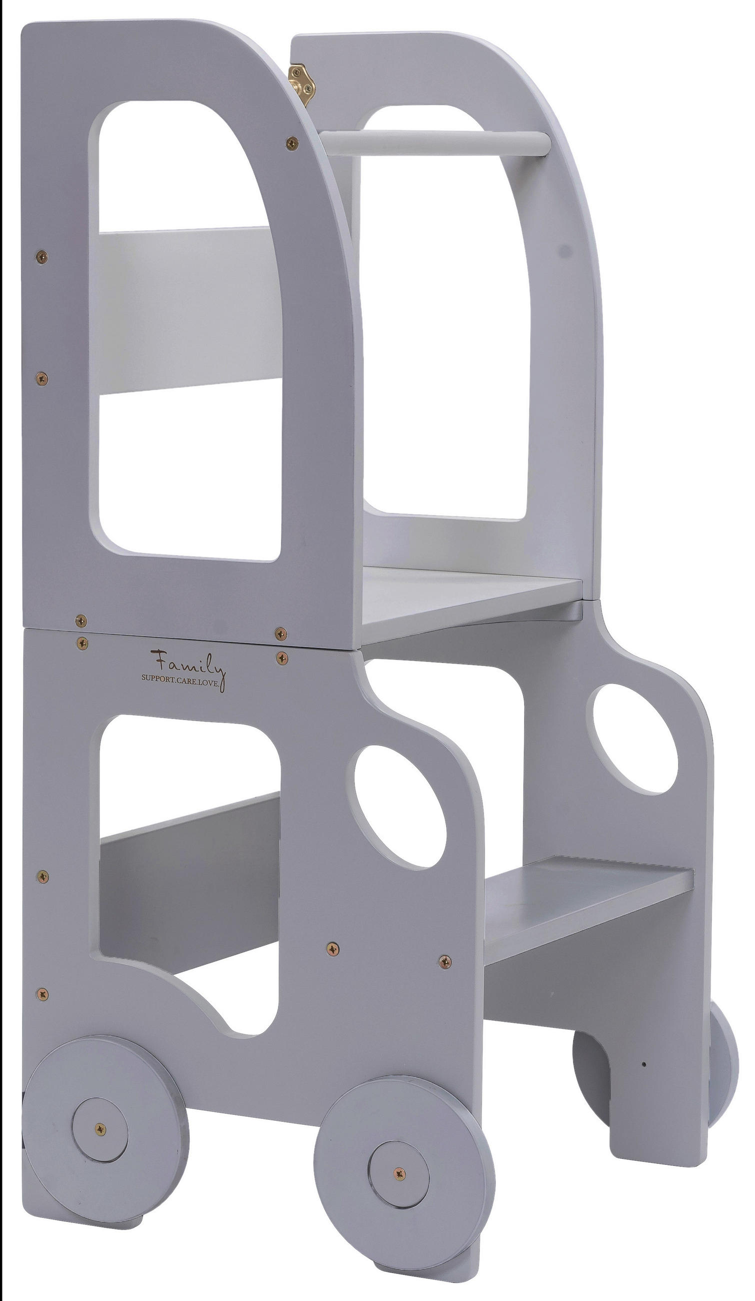Hochstuhl Car Step Stool aus Holz Grau