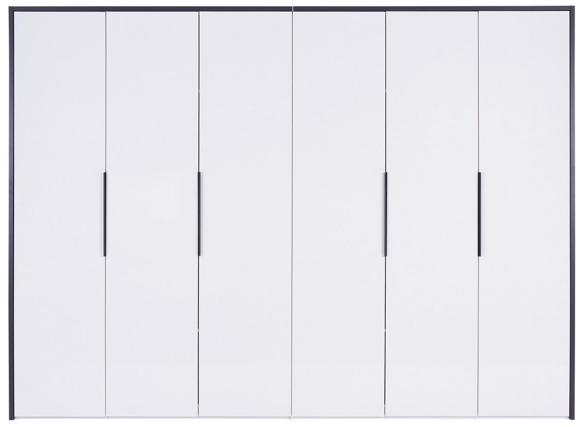 DREHTÜRENSCHRANK 299/222/60.1 cm 6-türig Weiß  - Silberfarben/Weiß, MODERN, Holzwerkstoff/Metall (299/222/60.1cm) - MID.YOU