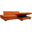 ECKSOFA  in Mikrofaser Orange  290/198 cm  - Schwarz/Orange, Design, Textil/Metall (290/198cm) - Xora